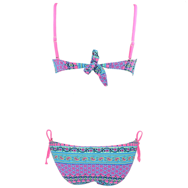 Dambikini Brasiliansk Push Up-badkläder Tribal Bandeau Blommig Diamant Randig Baddräkt Strandkläder Bikini MULTI S MULTI