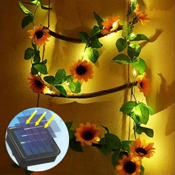 Utomhus Fairy String Lights Solcellsdrivna solrosljus