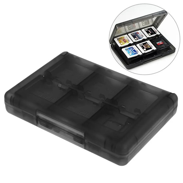 28-i-1 spillkort-etui kompatibelt med Nintendo NYE 3DS / 3DS / DSi / DSi XL / DSi LL / DS / DS Lite oppbevaringsboksholder for kassetter Black