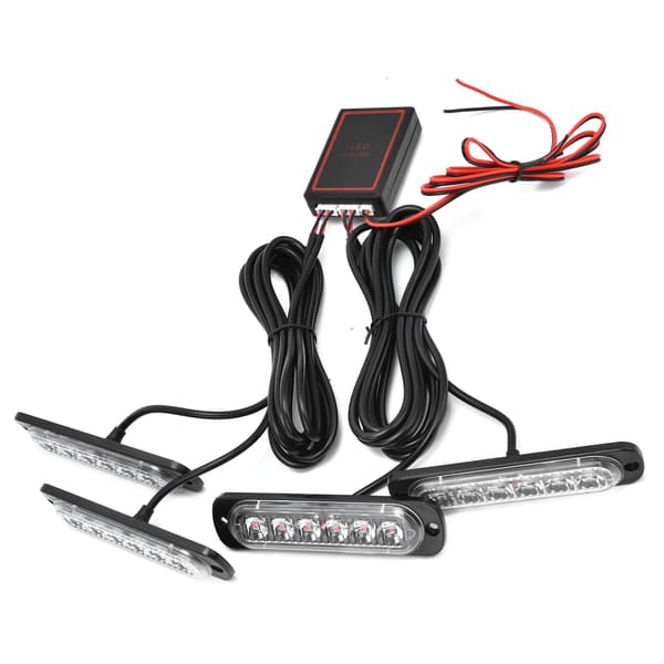 Bil 4x6LED Synkroniserte Røde og Blå Strobe Blinklys LED Nødlys 12V med Fjernkontroll