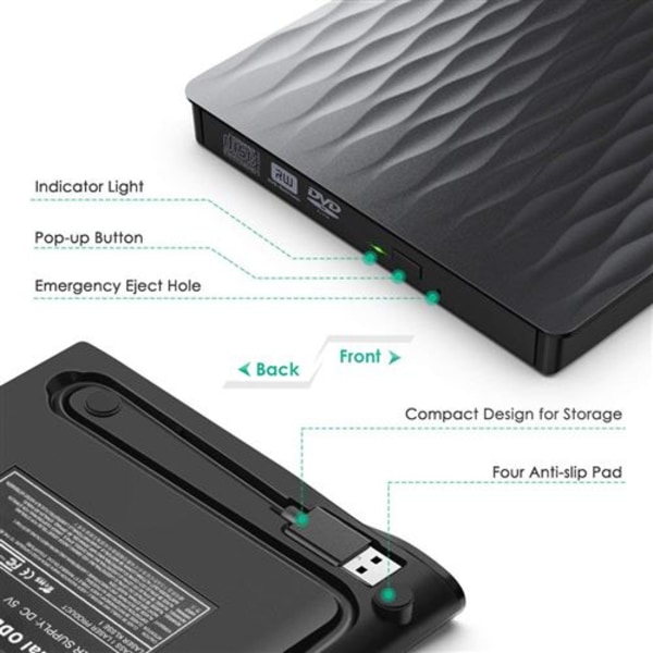 Eksternt CD/DVD-drev, Kingbox USB 3.0 Type C letvægt