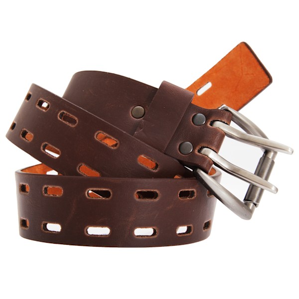 Forest Belts Herr 1,50 tum Enkelt Läderbälte Med Dubbelspänne Brun Medium (32”-36”) Brown