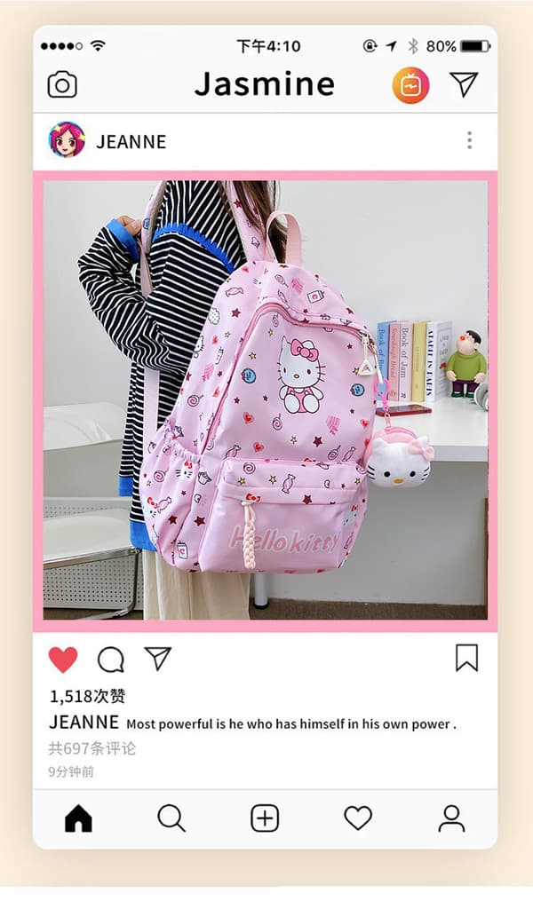 New Trendy Student Backpack 2026, Large Capacity, Printed Design, Casual and Simple Design for Middle School, High School, and University Students.-FA- Hello Kitty