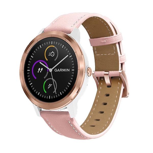 Klokkerem for Garmin Venu/sq/sq 2/2 Plus, 20 mm ekte skinnrem med rosegullspenne Pink