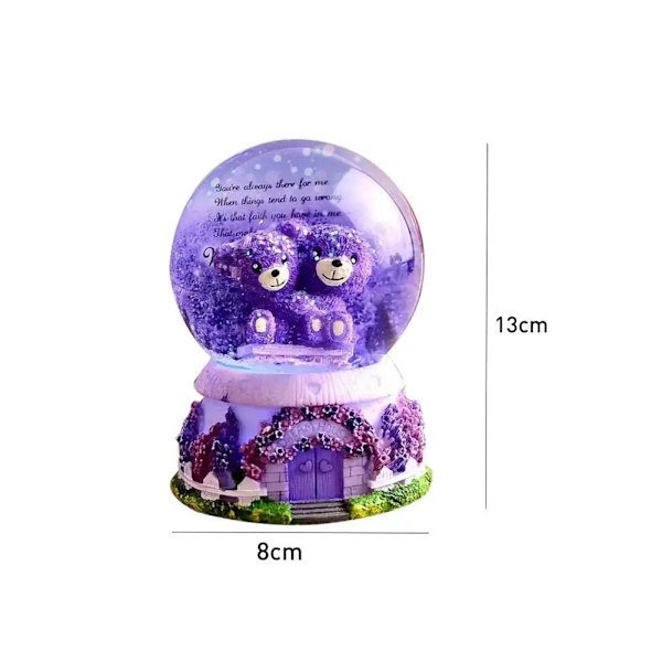 Musikkboks Polyresin Lilla Bjørn Krystallkule Lampe snow + lanterns + music