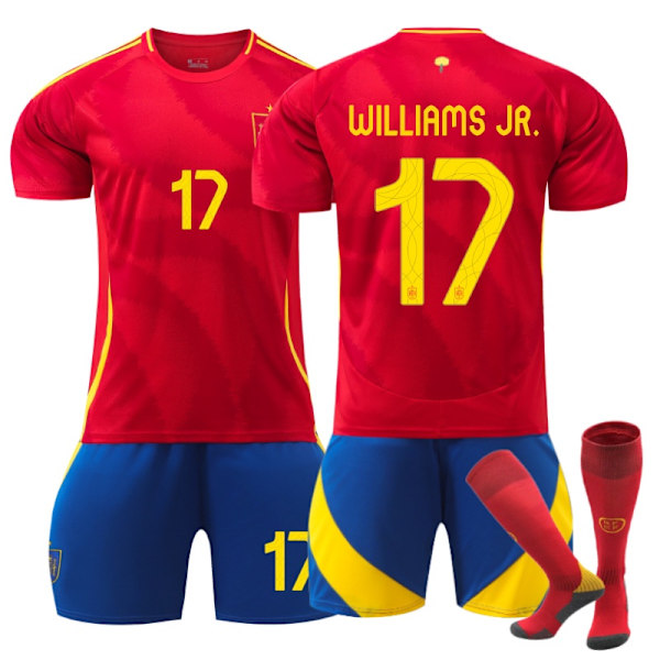 Williams JR. 17 Spania EM-hjemmefotballtrøye siste voksen barnfotballtrøye for den nye sesongen 8 Adult XS（155-165cm）