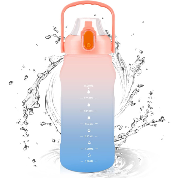 Sports Lækagesikker Vandflaske Pulver Blå Gradient (1500ml)