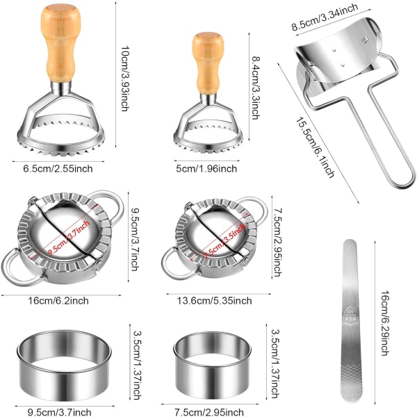 8 delar kinesisk rostfritt stål Dumplings Maker Set