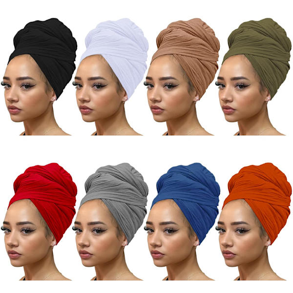 8 stycken stretchhuvudscarfs huvudband för muslimer Mjuka 8PCS 2