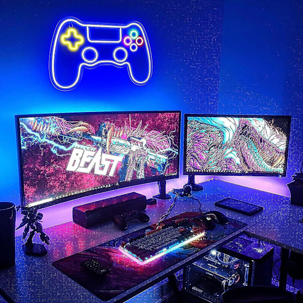 Gaming Controller Neonskilt til Værelsesindretning, LED Vægkunst-FA-
