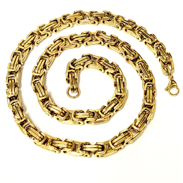 Guld Kejsarlänk i rostfritt stål med 18k guldplätering, 8 mm 50cm lång