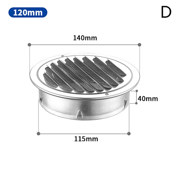 75MM 201 Ruostumattomasta Teräksestä Valmistettu Seinäventtiilin Riippari Ulkotiloihin Pyöreä 120mm