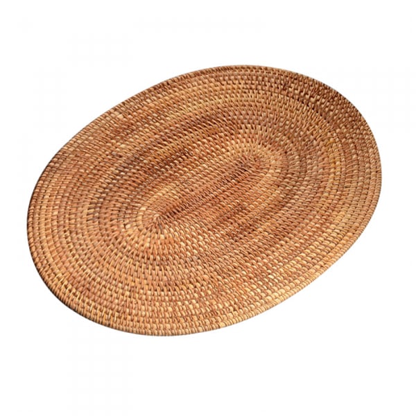 Rattan Underlag Naturlig Håndlavet Rattan Varmebestandig Underlag Isoleringsplade Rattan Grydeunderlag (15,7x11,8 TOMMER)