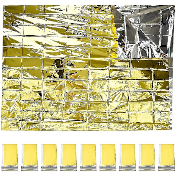 10 stycken Nödfilt Vikbar Gyllene 210x160cm Silver + Gyllene-- null