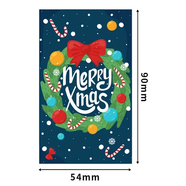 50 stk Pakke med Merry Christmas Kort, Julegave, Juletræ, 5,4 x 9 cm, Hilsenskort, Gaveæske, Pynt, Notatkort, Jul 5