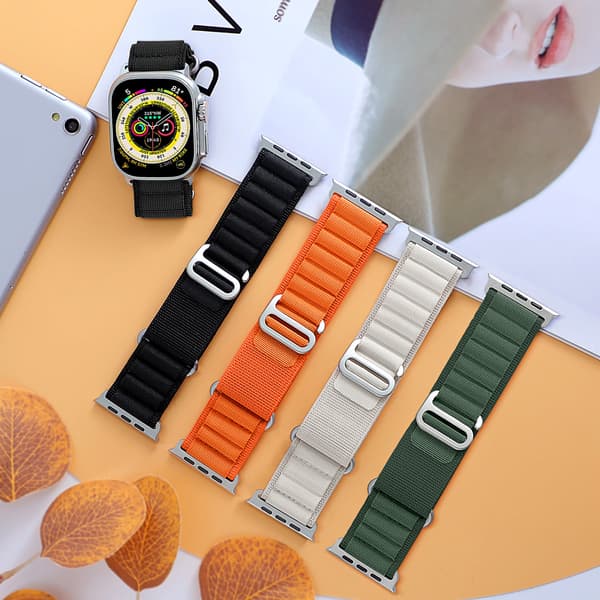 4-pack Nylon Sport Loop-rem för Apple Watch 42mm 44mm 45mm 49mm-FA-
