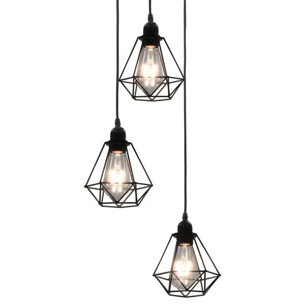 vidaXL Timanttimallinen kattovalaisin musta 3 x E27-lampulle black 1810