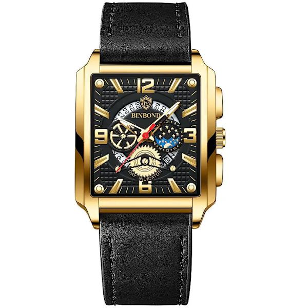 Ny Sport Watch Top Mærke Luksus Rose Guld Watch i rustfrit stål Herre Mode Vandtæt Armbåndsur Relogio Masculino Leather Gold Black