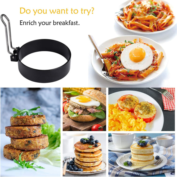 Stekta ägghalvor, non-stick stekform för ägg i stekpanna, rund