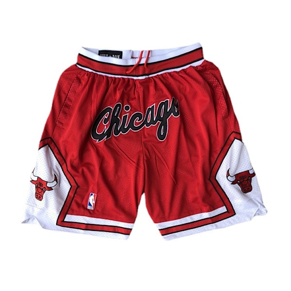 NBA Chicago Bulls Shorts Broderet Sports Basket Shorts Rød Red XL