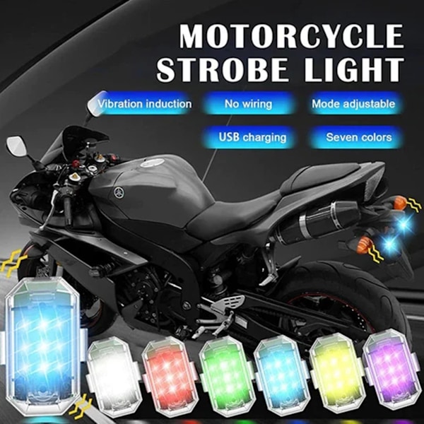 Høj lysstyrke Trådløs LED-blinklys 7 farver Coole modifikationslys til natkørsel vibrations sensor vibration sensor single lamp