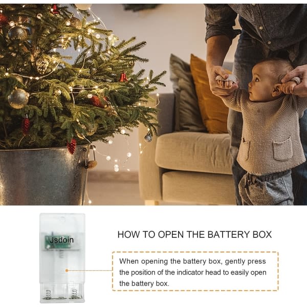 50 LED batteridrevne lyslenker kobbertrådslys for Ind