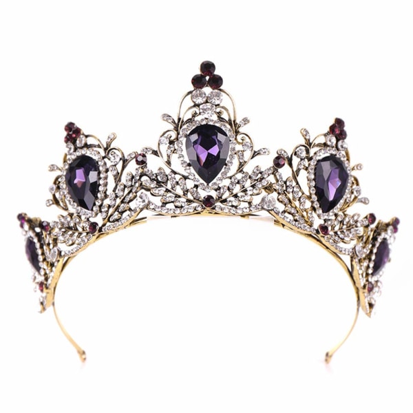 Luksus Violetti Kristallikruunu Barokki Kruunu Strass Tiara