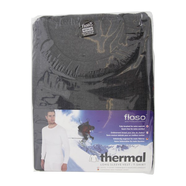 FLOSO Termisk Aluspaita Pitkähihainen T-paita Toppi (Standard Charco Charcoal Chest: 32-34ins (Small)