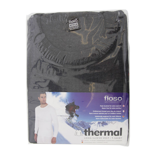 FLOSO Termisk Undertröja Långärmad T-shirt Topp (Standard Charcoal) Chest: 32-34ins (Small) Charcoal