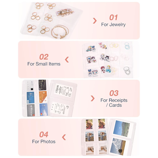 Organizer Väska Transparent Smycken Förvaring Bok Ringpärm Smycken Väskor Clear Booklet Dragkedja Väska För Halsband