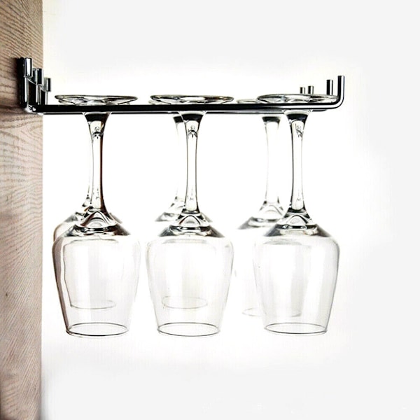 Vinglasstativ Hængende Hyldeholder Hanger Organizer Under Cabinet Opbevaring 2PCS Sort black