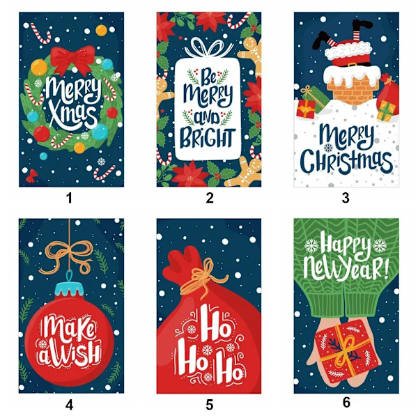 50 st Förpackning med Merry Christmas-kort, Julklapp, Julgran, 5,4 x 9 cm, Gratulationskort, Presentask, Prydnad, Anteckningskort, Jul 2