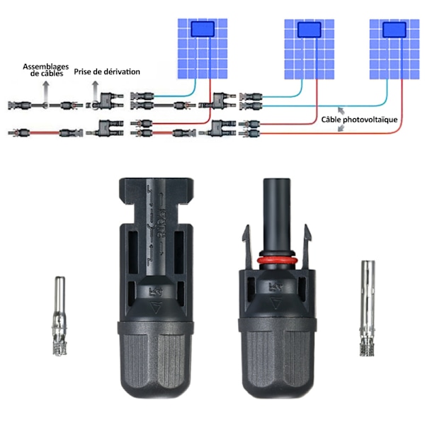 10par/20par hane/hona solpanel kabelkontakt, 10par