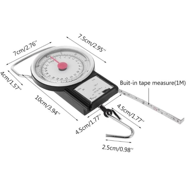 22 kg/50 lb bærbar balanse fisk skala krok kjøkken bånd tape