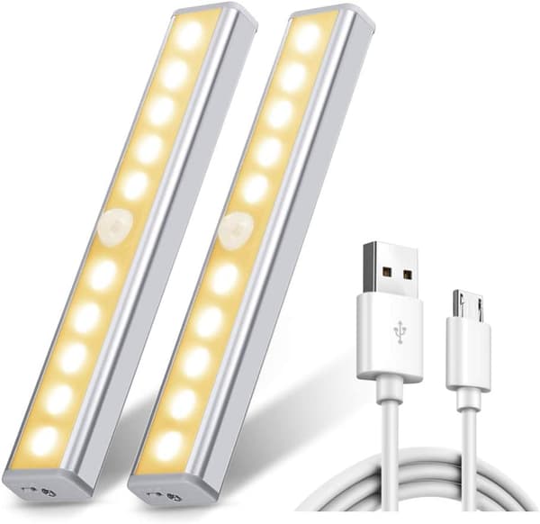 2 kpl 10 LED-magneettivaloja, USB-ladattava ja langaton -FA-