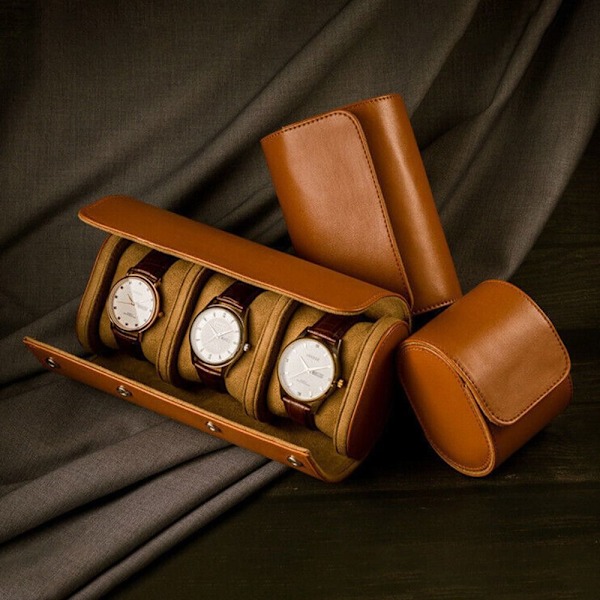 Klockrulle Watch CASE 2 FACK 2 FACK Brun Brown 2 Slot-2 Slot