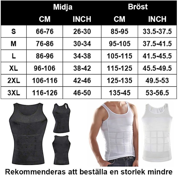 Formende Tanktopp for Menn / Korrigerende - Vakker Farge! L Svart Black l