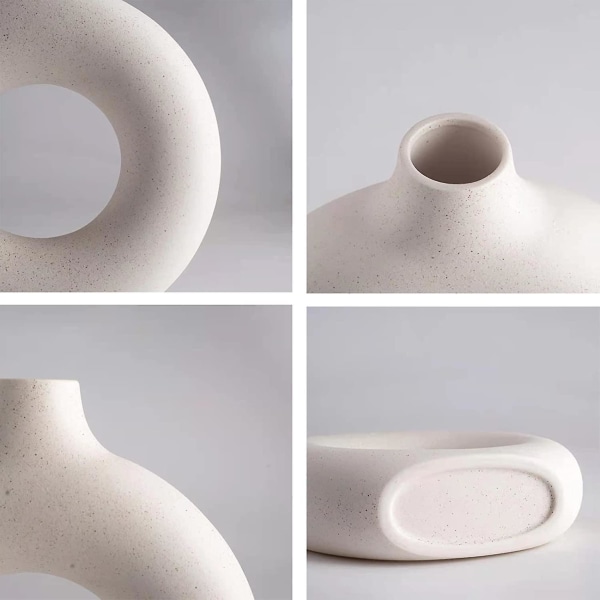 Dekorativ keramisk vase, rund i form af moderne kunst beige vase