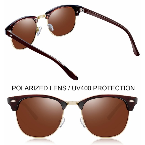Semi-rammede polariserede solbriller til mænd - UV400-beskyttelse Retro