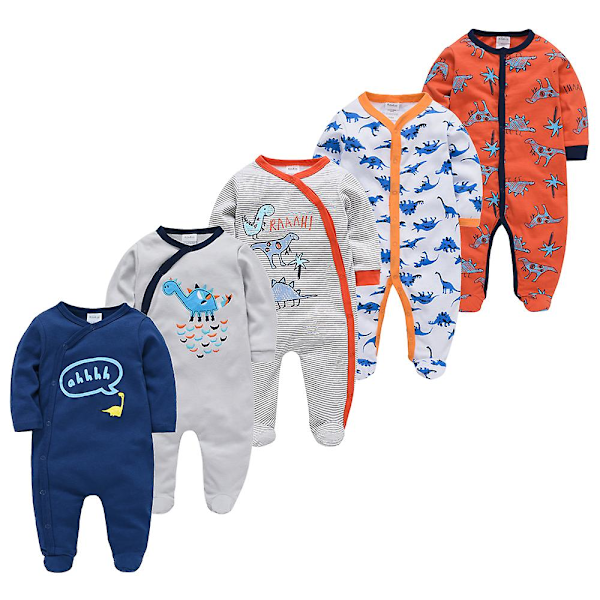 Våren Baby Pyjamas Flickor Pojkar Jumpsuit 207 % Bomull Andas Mjuk Jumpsuit Himmelblå 9-12M Sky Blue