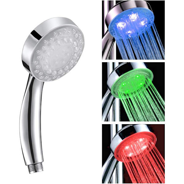 LED Duschkopf 3 Färgförändrande Blå/Grön/Röd Vattenljusglöd