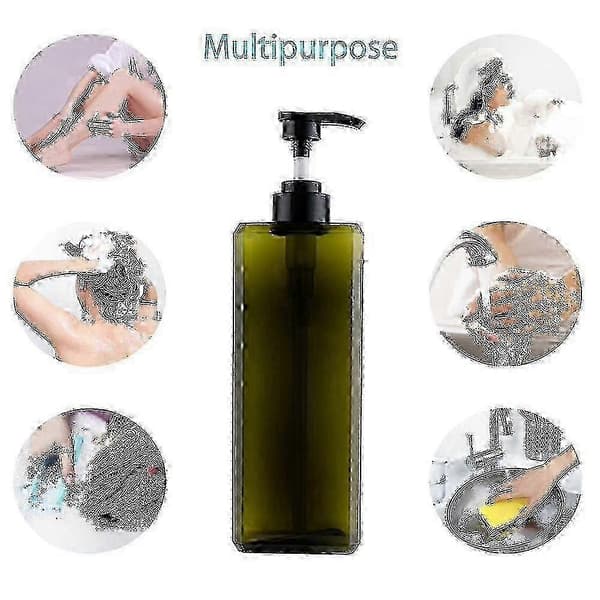 2-pack 1000 ml pumpflaska dispenser påfyllningsbar fyrkantig dispenser tom pumpflaska för-FA-