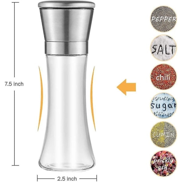 Salt- och pepparkvarn, elegant salt- och pepparkvarn i rostfritt stål, Adju T01