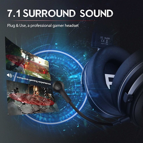 USB-spilleheadset med mikrofon til PS4/PC/PS5/laptop - Headp
