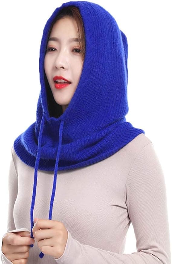 Dames Balaclava Hue Hat Vinter Kashmir Strikket Hatte Ski Mask Ski Hat Udendørs (Blå) Blue