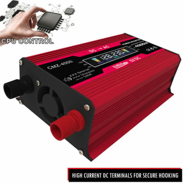 4000W Topp Effekt Modifisert Sinus Bølge Inverter LED-Display 300W Nominell Effekt Inverter DC 12V til AC 110V/220V Omvandler