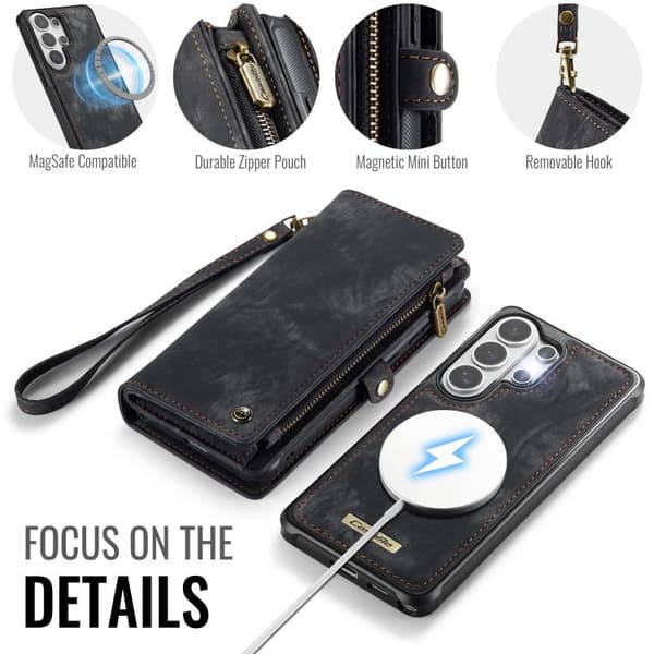 Samsung Galaxy S26 Ultra 5G CaseMe 008 Detachable Multifunctional Leather Case Svart