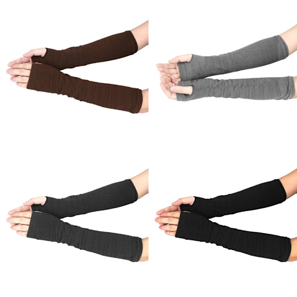 Armvarmere enfarget, fingerløse & halvlange Bru brown one size