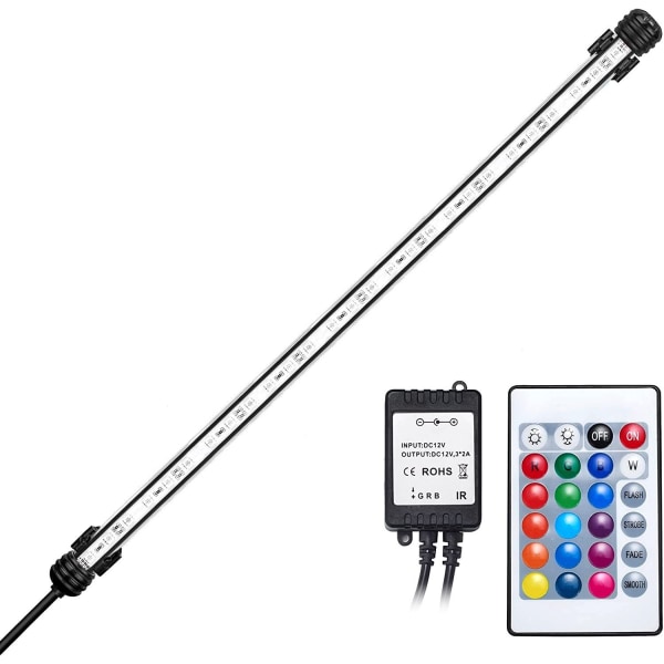 LED-akvarium 48 cm, akvarielys, nedsænkbar rørlampe til akvarium, LED-lampe IP68 vandtæt RGB LED-akvarielys, DC12V, 5,8W