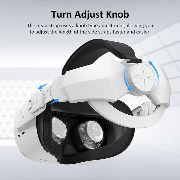 Elite Hovedbånd - Kompatibelt med Oculus Quest 2 Tilbehør, Justerbart, Reducerer Hovedtryk, Behagelig VR-Spil